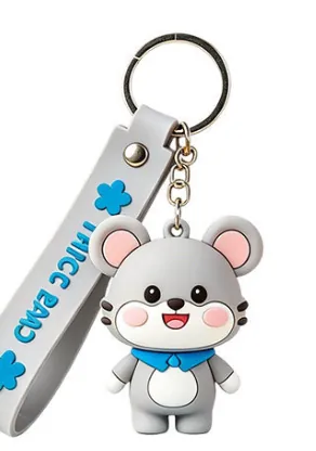 Dimensional animal character keychain and matching strap reference