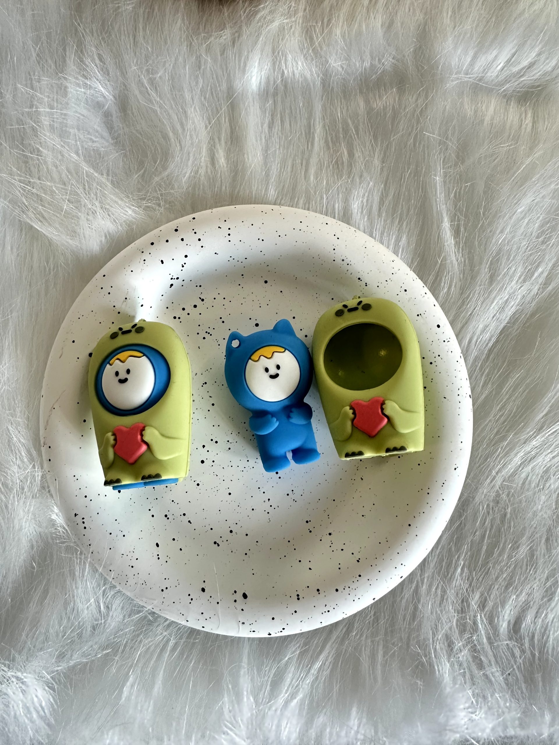 Finished custom silicone product samples with layered color details